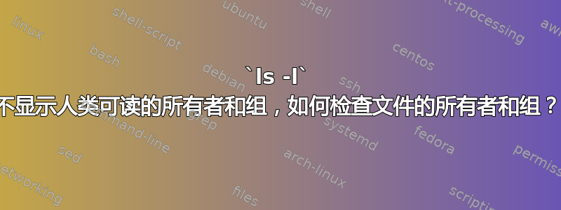 `ls -l` 不显示人类可读的所有者和组，如何检查文件的所有者和组？