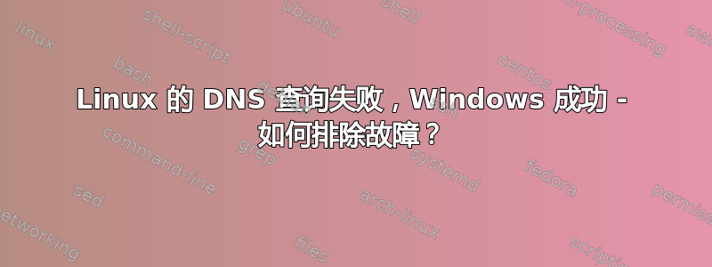 Linux 的 DNS 查询失败，Windows 成功 - 如何排除故障？