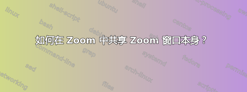 如何在 Zoom 中共享 Zoom 窗口本身？