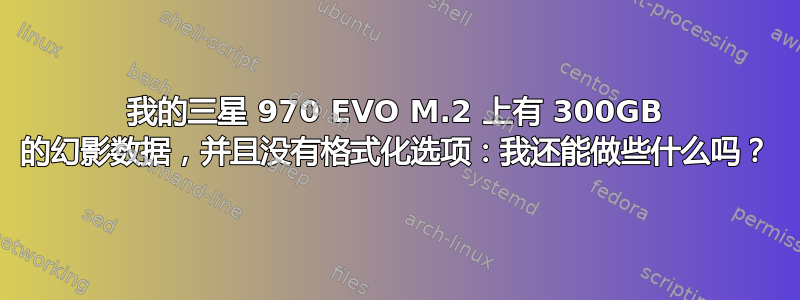 我的三星 970 EVO M.2 上有 300GB 的幻影数据，并且没有格式化选项：我还能做些什么吗？