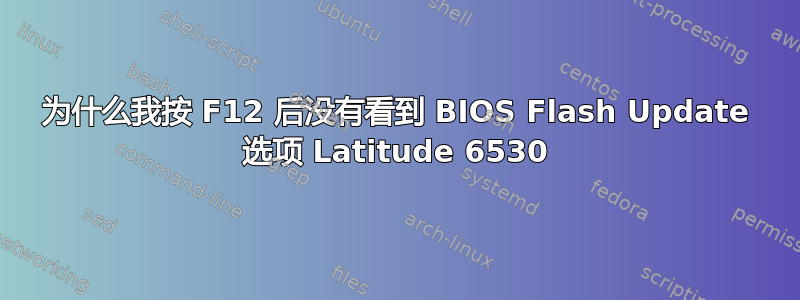 为什么我按 F12 后没有看到 BIOS Flash Update 选项 Latitude 6530