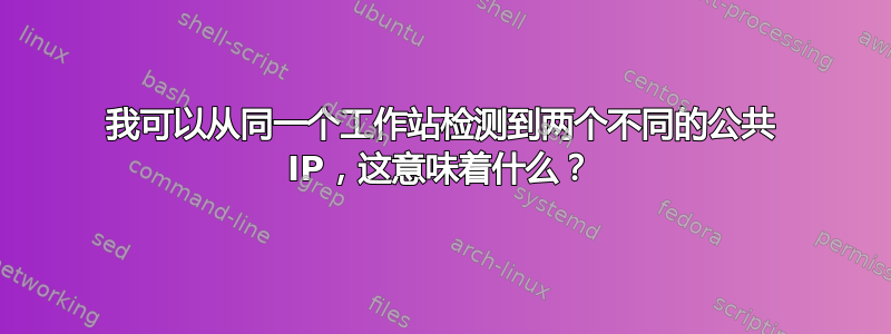 我可以从同一个工作站检测到两个不同的公共 IP，这意味着什么？