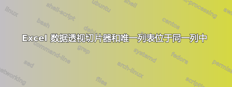 Excel 数据透视切片器和唯一列表位于同一列中