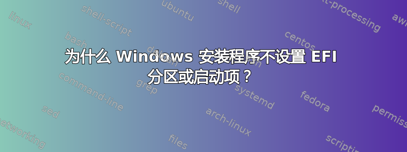 为什么 Windows 安装程序不设置 EFI 分区或启动项？