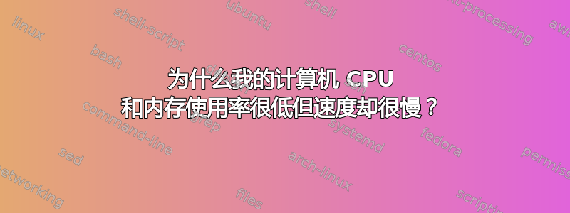 为什么我的计算机 CPU 和内存使用率很低但速度却很慢？