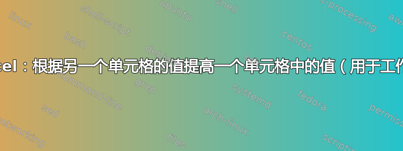 Excel：根据另一个单元格的值提高一个单元格中的值（用于工作）