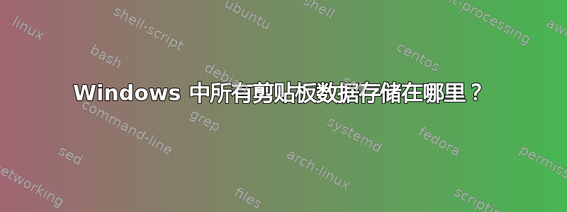 Windows 中所有剪贴板数据存储在哪里？