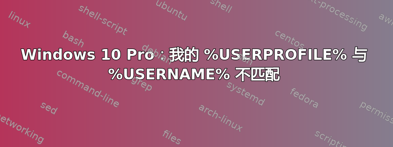 Windows 10 Pro：我的 %USERPROFILE% 与 %USERNAME% 不匹配