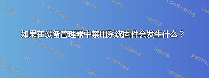 如果在设备管理器中禁用系统固件会发生什么？