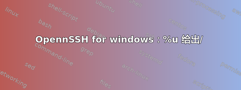 OpennSSH for windows：%u 给出/