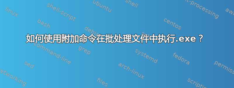 如何使用附加命令在批处理文件中执行.exe？