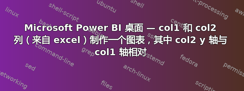 Microsoft Power BI 桌面 — col1 和 col2 列（来自 excel）制作一个图表，其中 col2 y 轴与 col1 轴相对