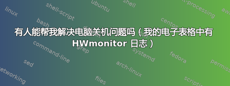 有人能帮我解决电脑关机问题吗（我的电子表格中有 HWmonitor 日志）