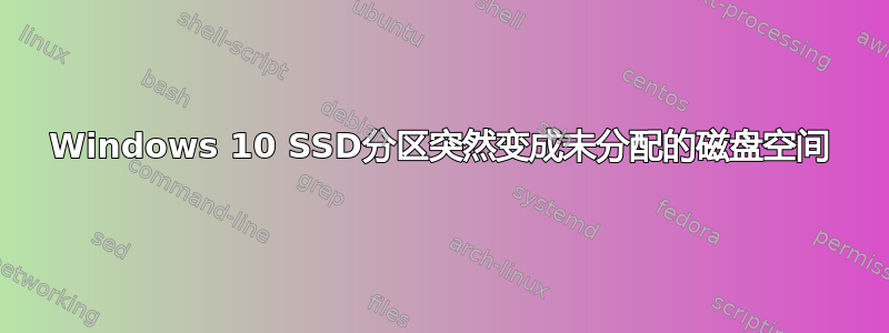 Windows 10 SSD分区突然变成未分配的磁盘空间