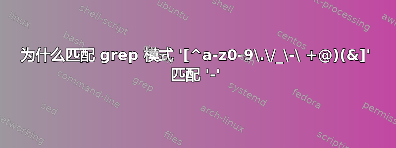 为什么匹配 grep 模式 '[^a-z0-9\.\/_\-\ +@)(&]' 匹配 '-'