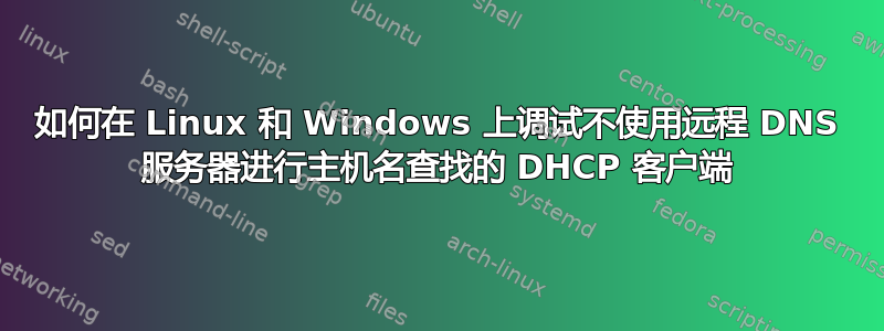 如何在 Linux 和 Windows 上调试不使用远程 DNS 服务器进行主机名查找的 DHCP 客户端