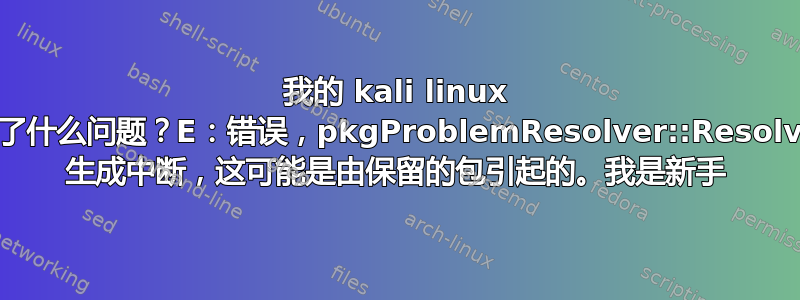 我的 kali linux 出了什么问题？E：错误，pkgProblemResolver::Resolve 生成​​中断，这可能是由保留的包引起的。我是新手