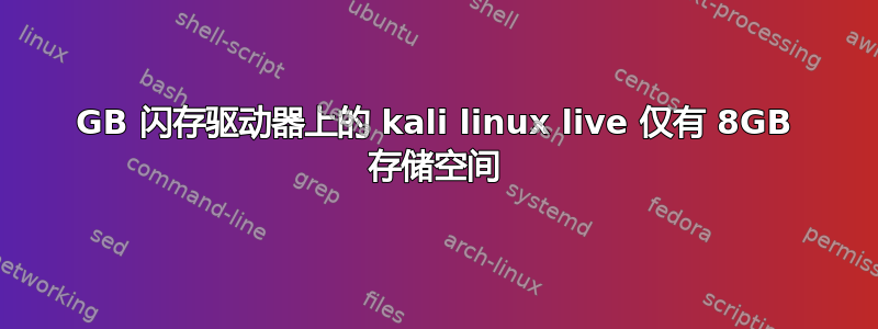 64GB 闪存驱动器上的 kali linux live 仅有 8GB 存储空间