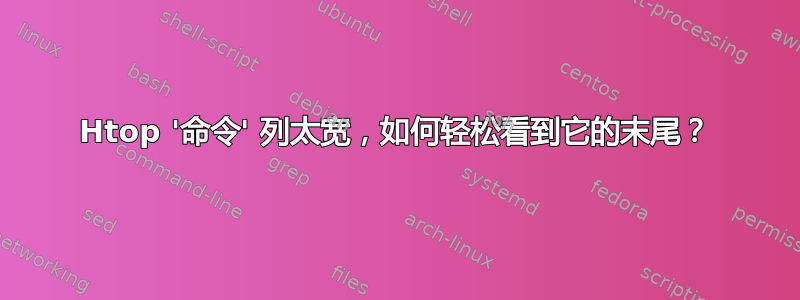 Htop '命令' 列太宽，如何轻松看到它的末尾？