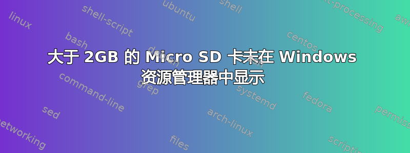 大于 2GB 的 Micro SD 卡未在 Windows 资源管理器中显示