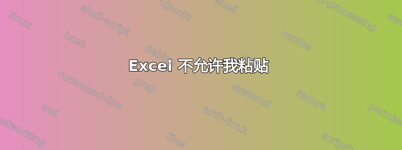 Excel 不允许我粘贴