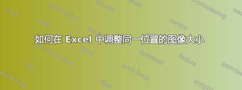 如何在 Excel 中调整同一位置的图像大小