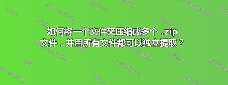 如何将一个文件夹压缩成多个 .zip 文件，并且所有文件都可以独立提取？