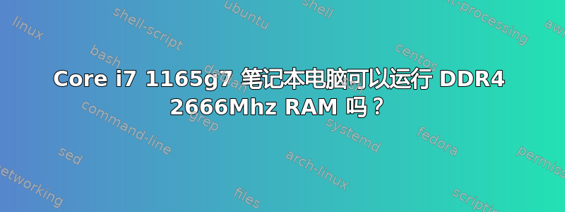 Core i7 1165g7 笔记本电脑可以运行 DDR4 2666Mhz RAM 吗？