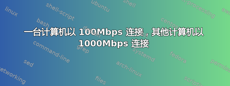 一台计算机以 100Mbps 连接，其他计算机以 1000Mbps 连接