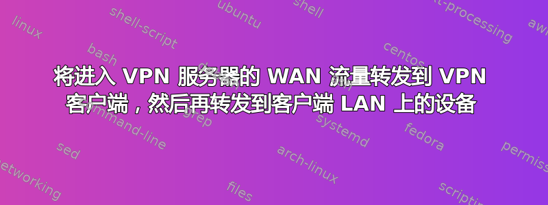 将进入 VPN 服务器的 WAN 流量转发到 VPN 客户端，然后再转发到客户端 LAN 上的设备