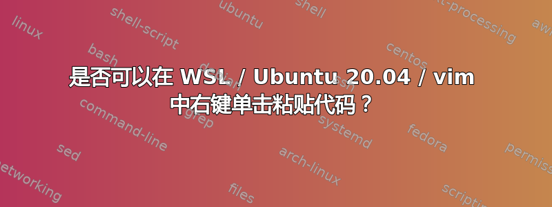 是否可以在 WSL / Ubuntu 20.04 / vim 中右键单击粘贴代码？