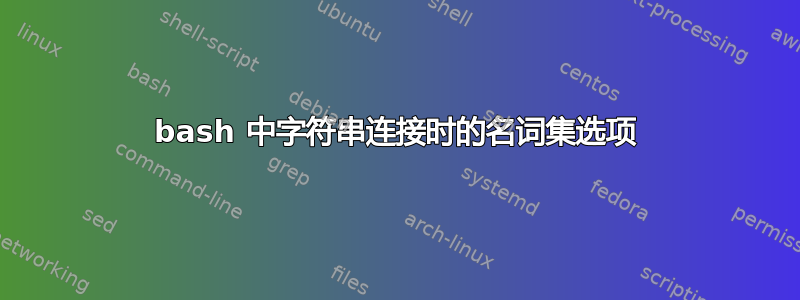 bash 中字符串连接时的名词集选项