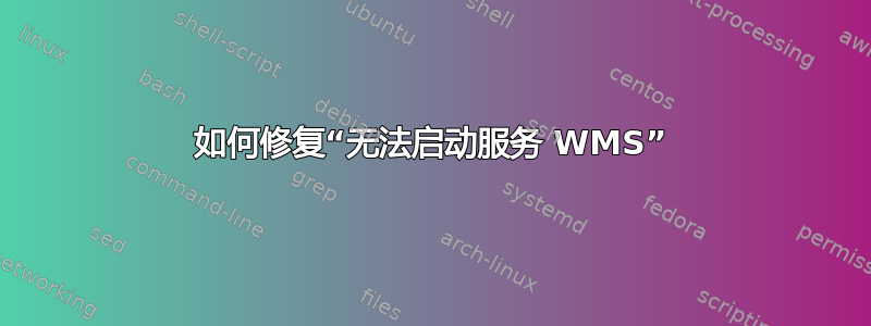 如何修复“无法启动服务 WMS”