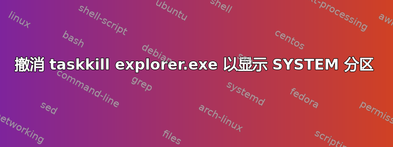 撤消 taskkill explorer.exe 以显示 SYSTEM 分区