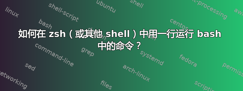 如何在 zsh（或其他 shell）中用一行运行 bash 中的命令？