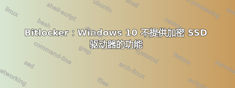 Bitlocker：Windows 10 不提供加密 SSD 驱动器的功能