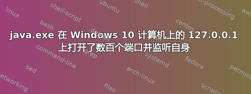 java.exe 在 Windows 10 计算机上的 127.0.0.1 上打开了数百个端口并监听自身