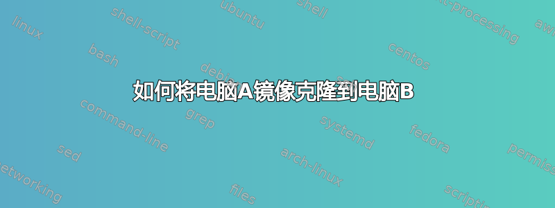 如何将电脑A镜像克隆到电脑B