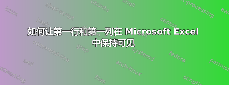 如何让第一行和第一列在 Microsoft Excel 中保持可见