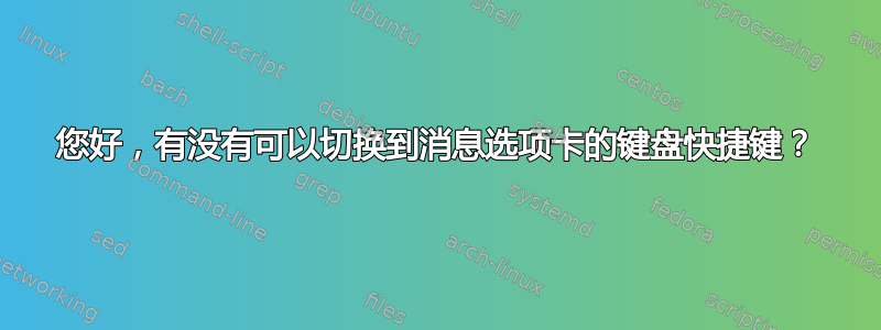 您好，有没有可以切换到消息选项卡的键盘快捷键？