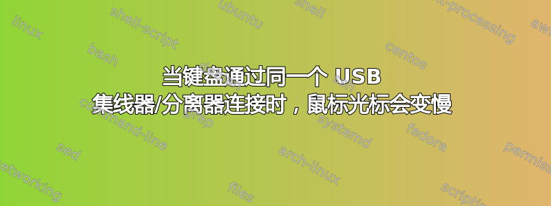 当键盘通过同一个 USB 集线器/分离器连接时，鼠标光标会变慢