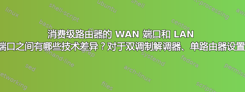 消费级路由器的 WAN 端口和 LAN 端口之间有哪些技术差异？对于双调制解调器、单路由器设置