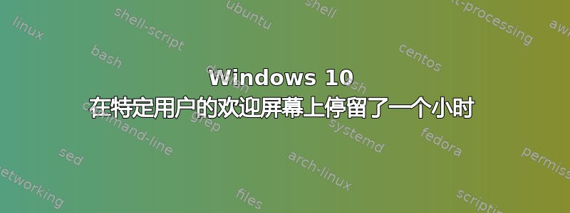 Windows 10 在特定用户的欢迎屏幕上停留了一个小时