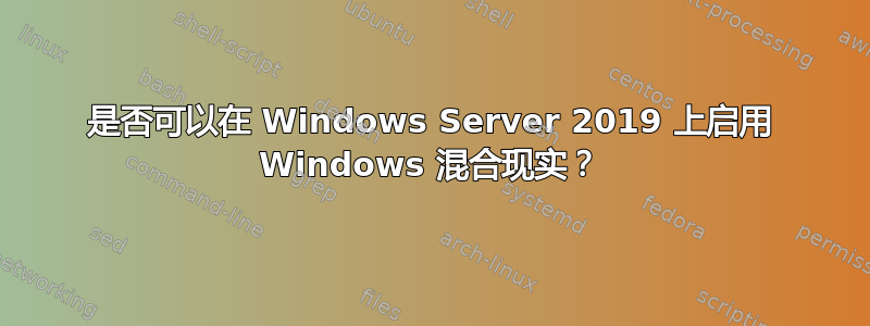 是否可以在 Windows Server 2019 上启用 Windows 混合现实？