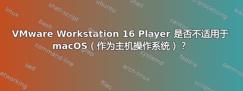 VMware Workstation 16 Player 是否不适用于 macOS（作为主机操作系统）？