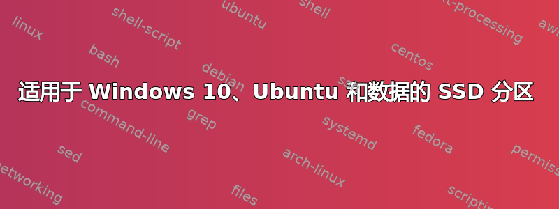 适用于 Windows 10、Ubuntu 和数据的 SSD 分区