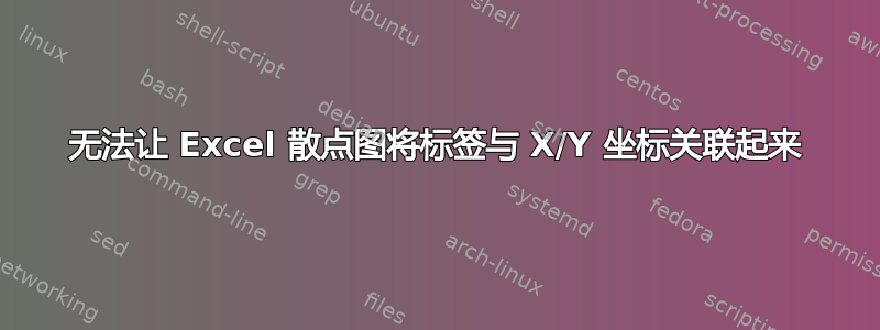 无法让 Excel 散点图将标签与 X/Y 坐标关联起来