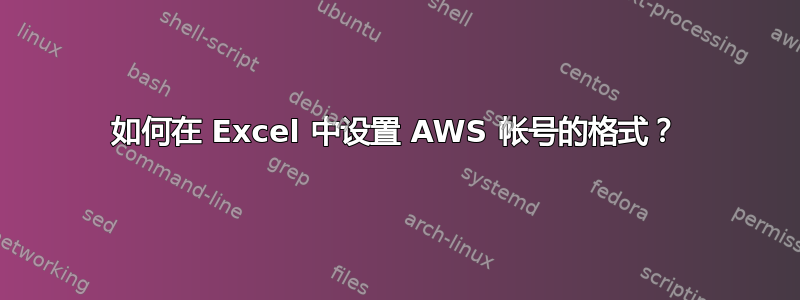 如何在 Excel 中设置 AWS 帐号的格式？