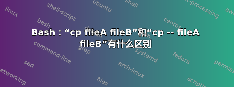 Bash：“cp fileA fileB”和“cp -- fileA fileB”有什么区别