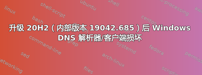 升级 20H2（内部版本 19042.685）后 Windows DNS 解析器/客户端损坏